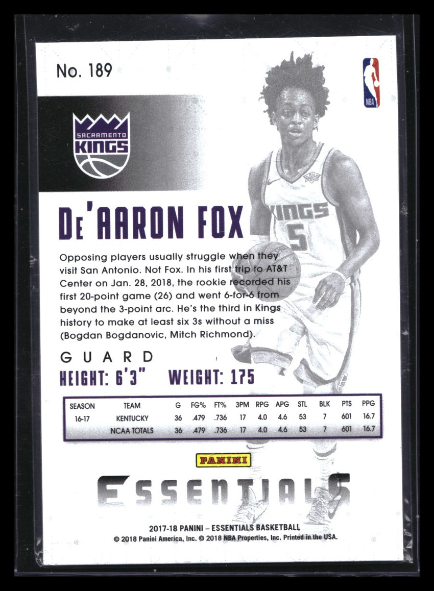 2017-18 Essentials Deaaron Fox Rookie Swirl No 189