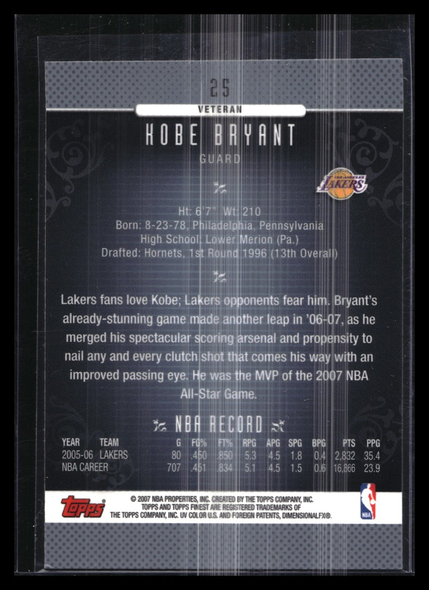 2006-07 Topps Finest Kobe Bryant Base No 25