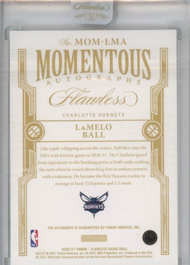 2020-21 Flawless Lamelo Ball Momentous Rookie Auto Silver 2/25