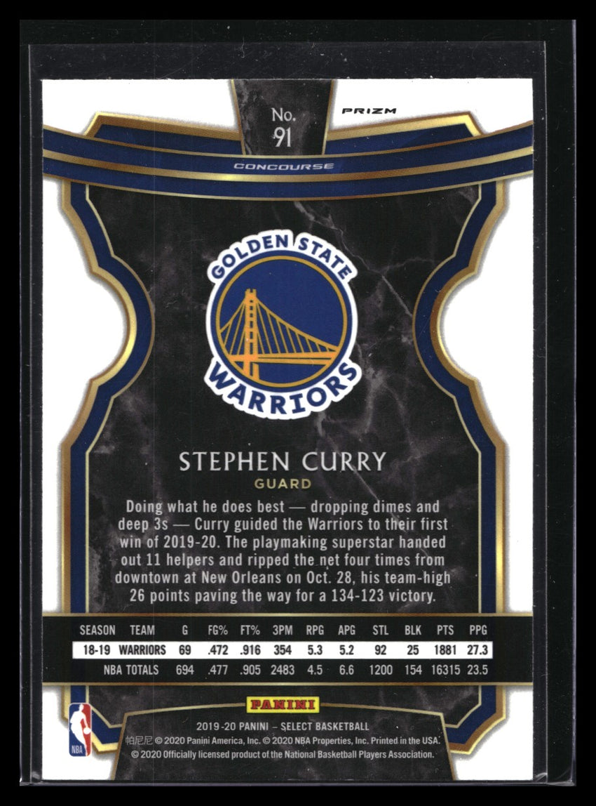 2019-20 Select STEPHEN CURRY Concourse Silver Prizm #91