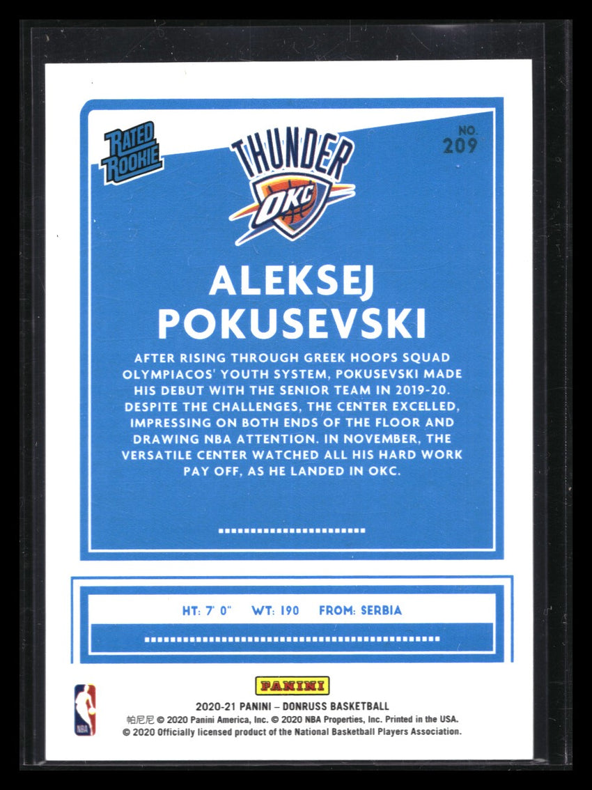 2020-21 Donruss Aleksej Pokusevski Choice Rated Rookie Blue Infinite 12/49
