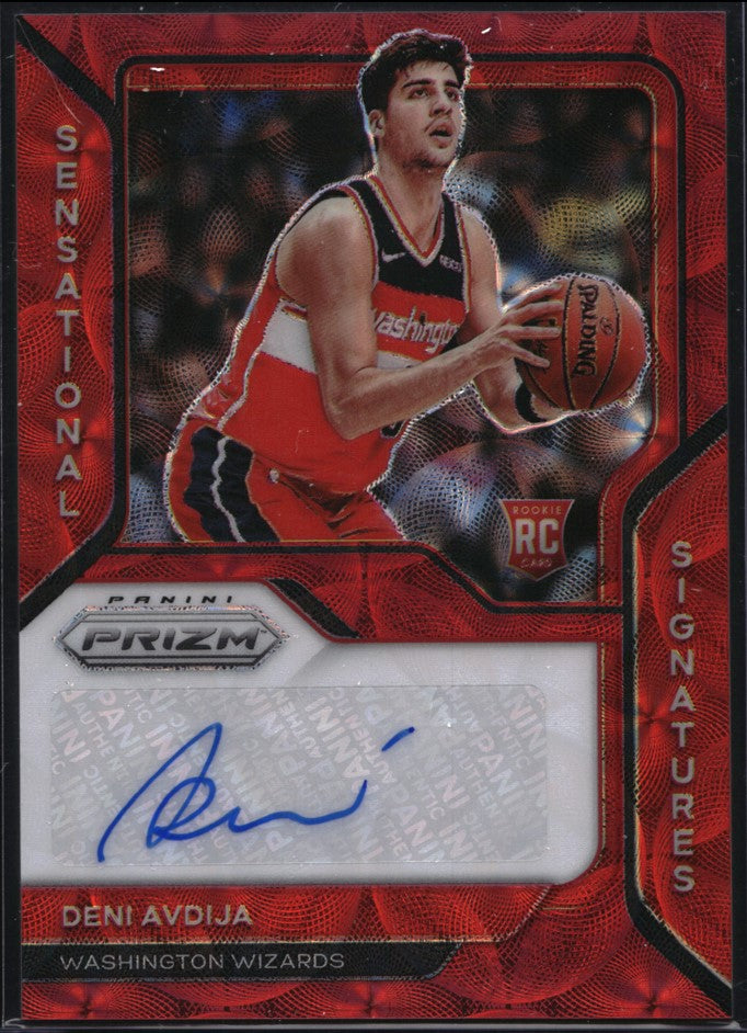 2020-21 Prizm Deni Avdija Sensational Signatures Rookie Auto Choice Red No Dav A