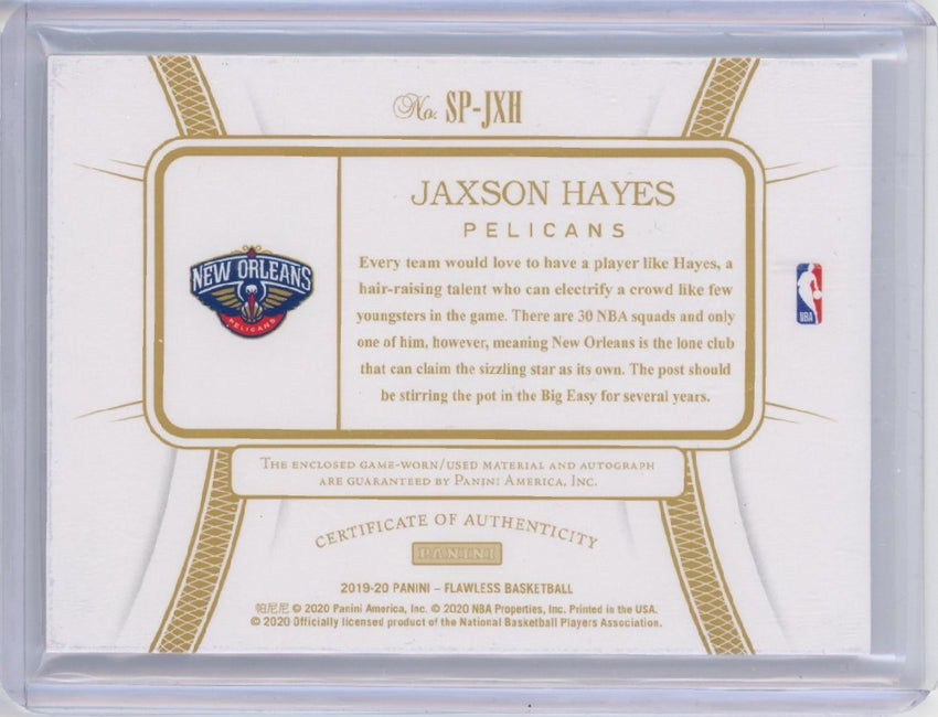 2019-20 Flawless Jaxson Hayes Rookie Patch Auto 11/25