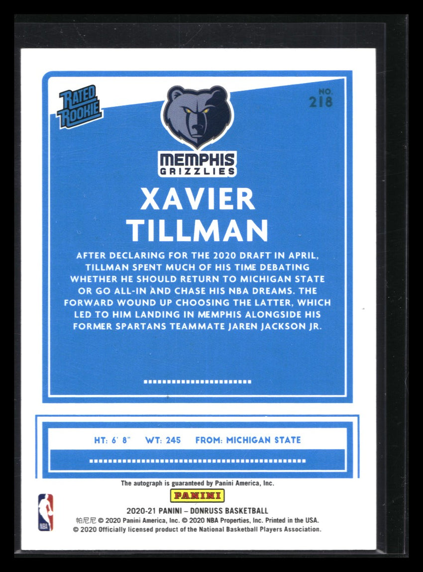 2020-21 Donruss Xavier Tillman Rated Rookie Signatures Auto Choice Gold 9/10
