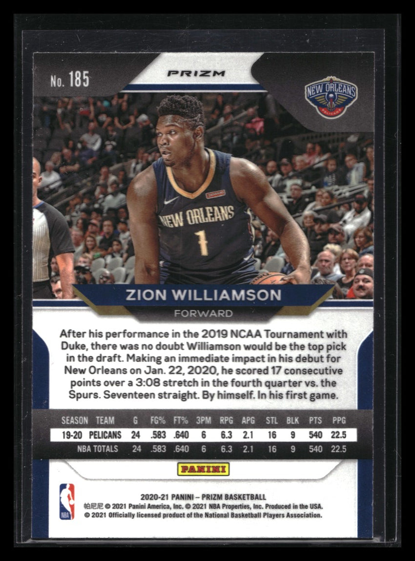 2020-21 Prizm ZION WILLIAMSON Ruby Wave Prizm #185