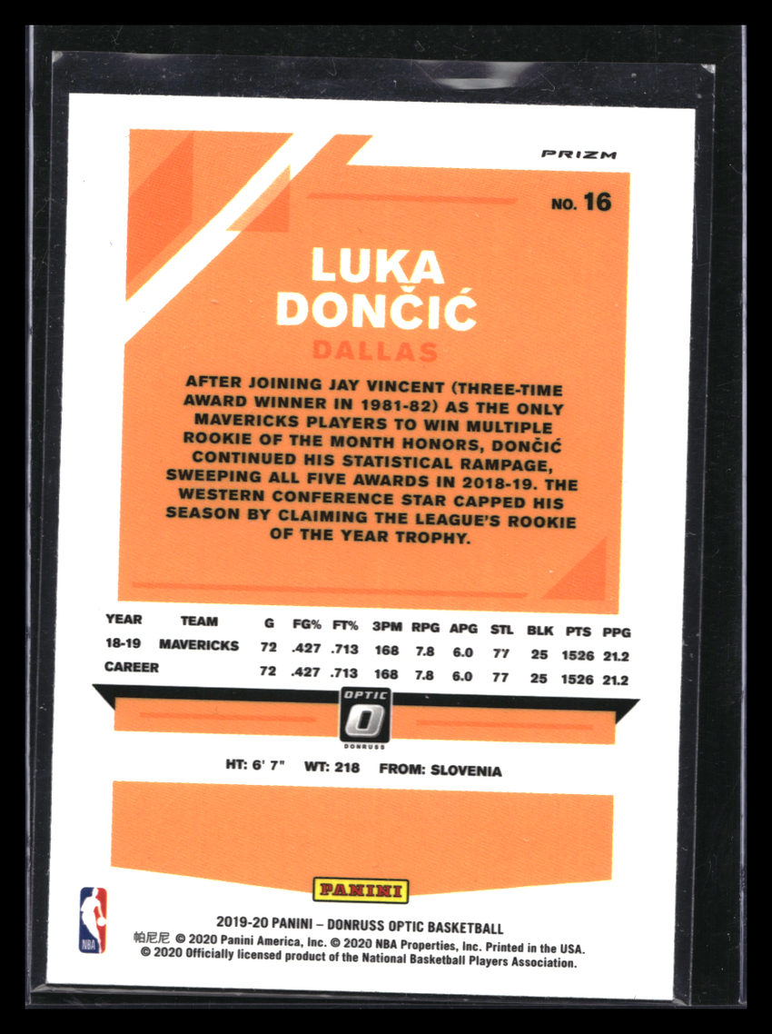 2019-20 Donruss Optic LUKA DONCIC Blue Velocity #16
