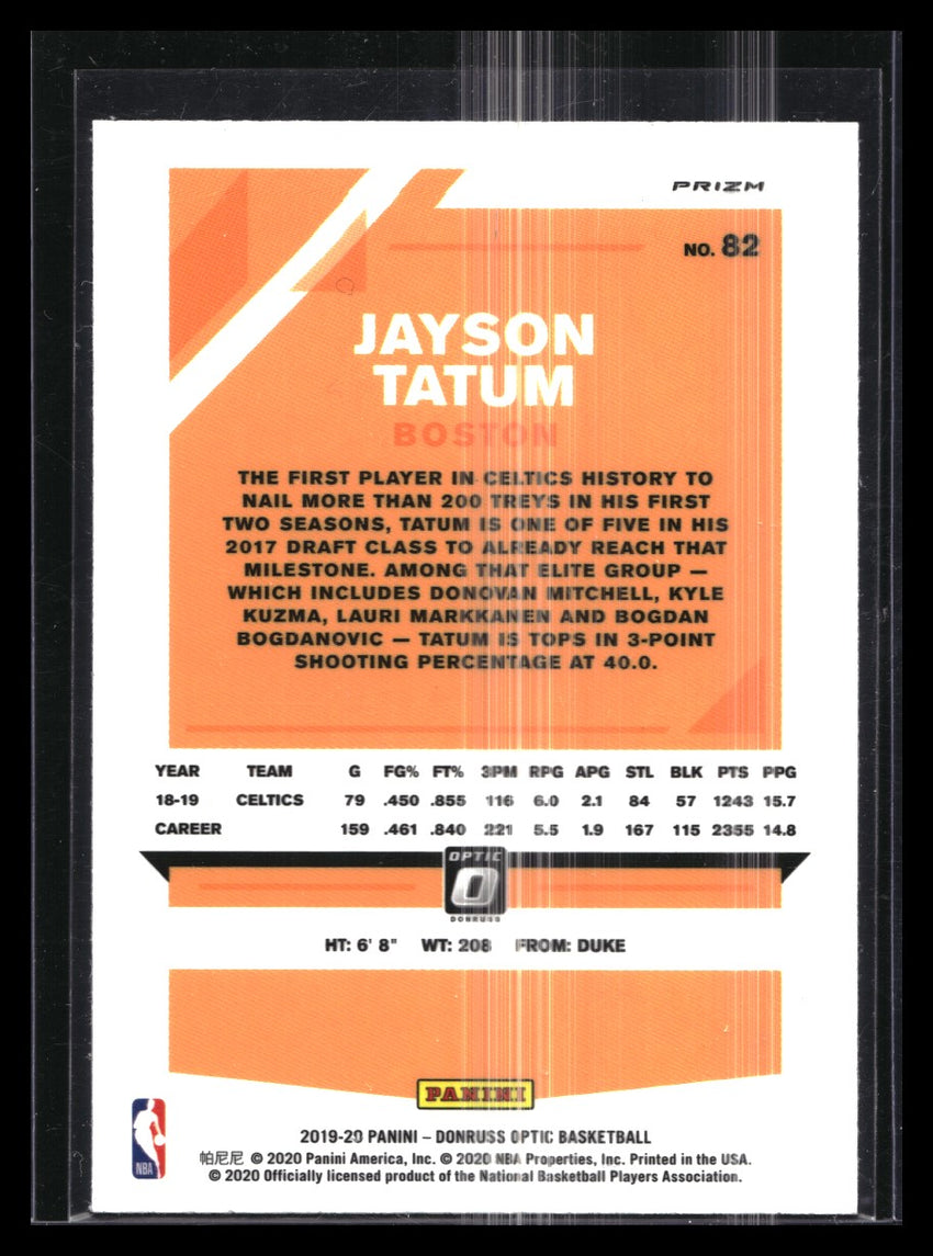 2019-20 Donruss Optic JAYSON TATUM Holo Silver Prizm #82