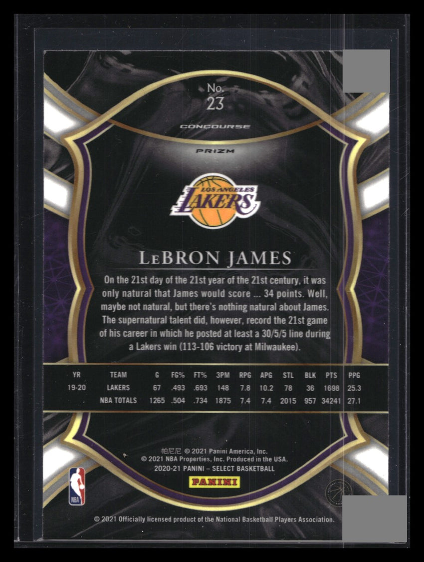 2020-21 Select LEBRON JAMES Concourse Tri-Color Prizm #23