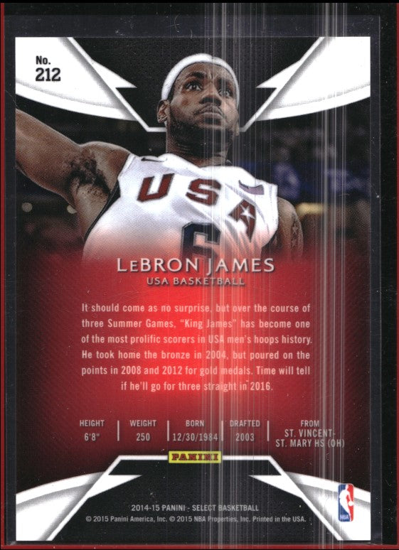 2014-15 Select Lebron James Courtside Usa Base No 212