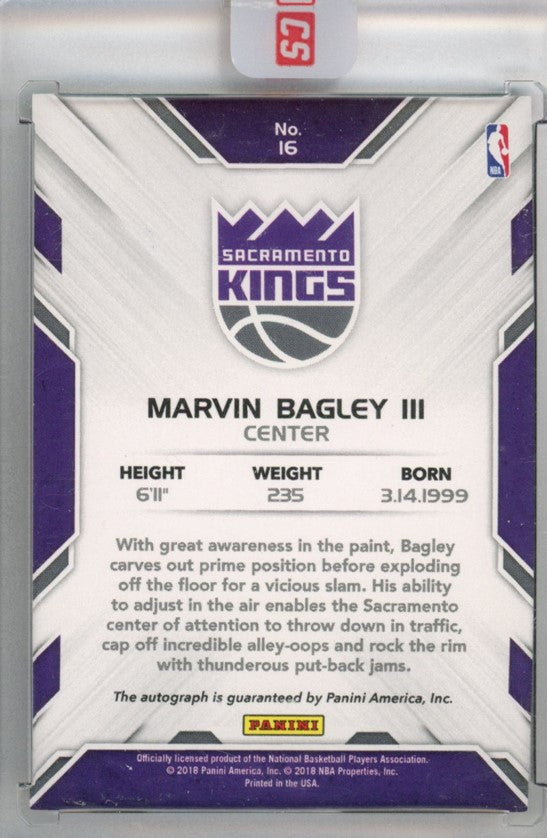 2018-19 Donruss Marvin Bagley Iii Next Day Rookie Auto Sp No 16