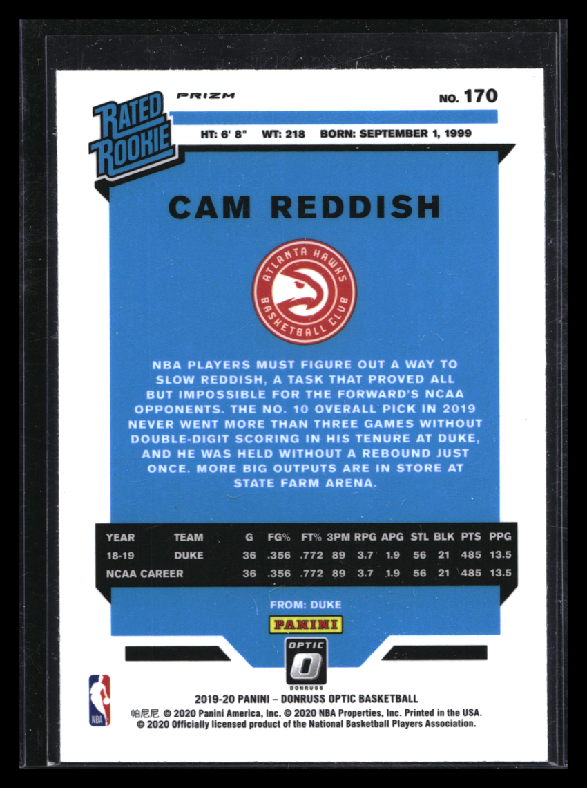 2019-20 Donruss Optic CAM REDDISH Rated Rookie White Sparkle SSP #170
