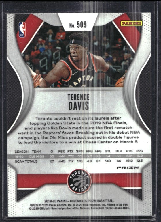 2019-20 Chronicles TERENCE DAVIS Prizm Update Rookie Silver #509
