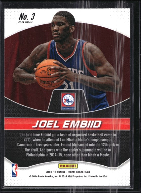 2014-15 Prizm Joel Embiid Freshman Phenoms Rookie Silver No 3