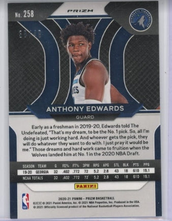 2020-21 Prizm Anthony Edwards Rookie Choice Blue Scope 38/49