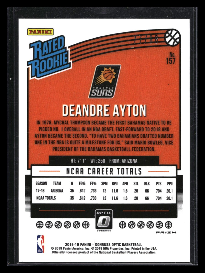 2018-19 Donruss Optic Deandre Ayton Rated Rookie Choice Red Mojo 77/88