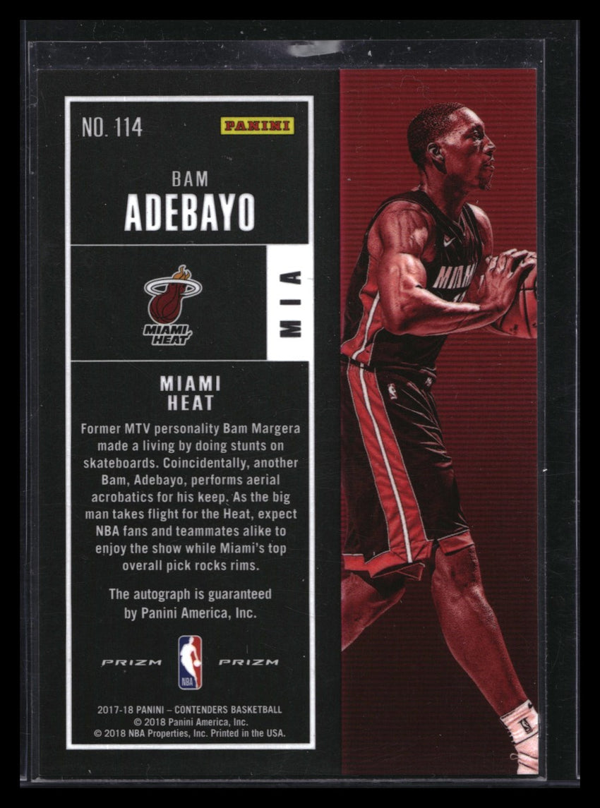 2017-18 Contenders Bam Adebayo Rookie Ticket Auto Premium Silver Holo No 114