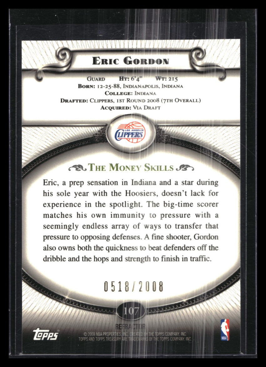 2008-09 Topps Treasury Eric Gordon Rookie Refractor Bronze 518/2008