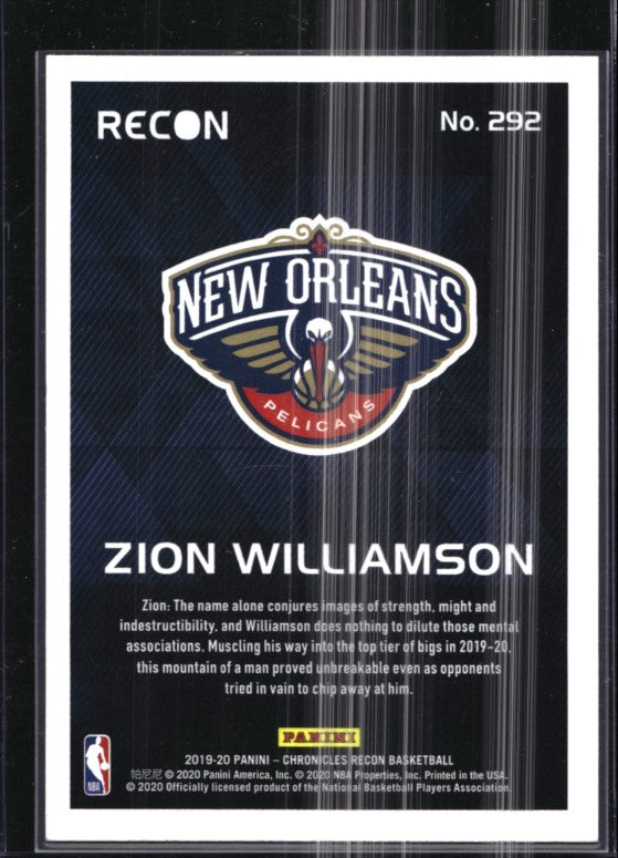 2019-20 Chronicles ZION WILLIAMSON Recon Rookie Pink #292