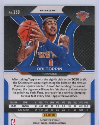 2020-21 Prizm Obi Toppin Rookie Variation Fast Break Silver Disco No 280