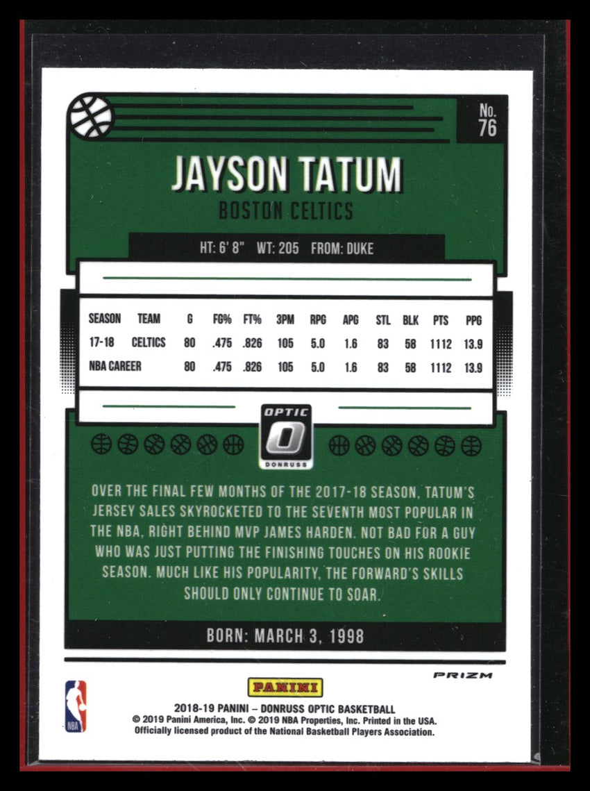 2018-19 Donruss Optic JAYSON TATUM Holo Silver #76