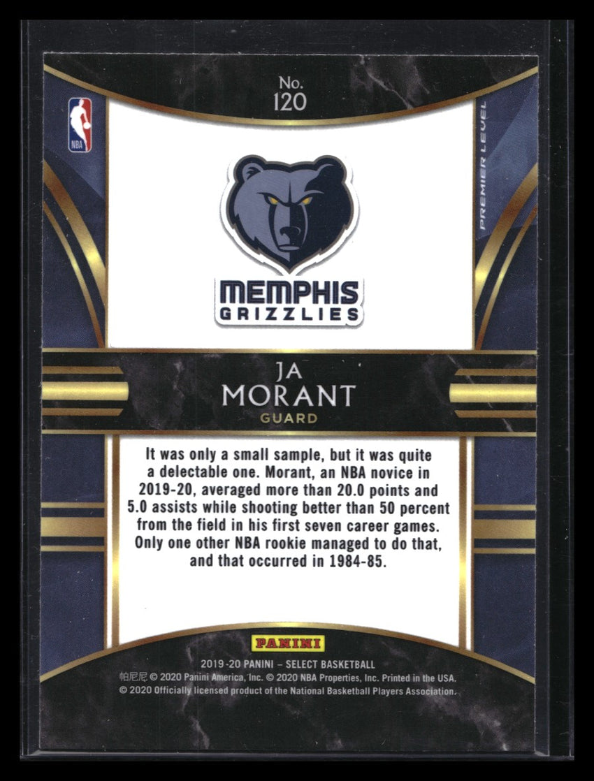 2019-20 Select Ja Morant Premier Level Rookie Base No 120