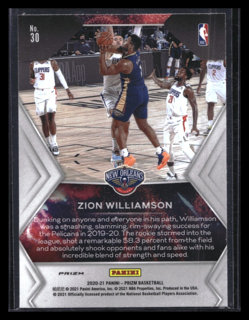 2020-21 Prizm ZION WILLIAMSON Fireworks Silver Prizm #30