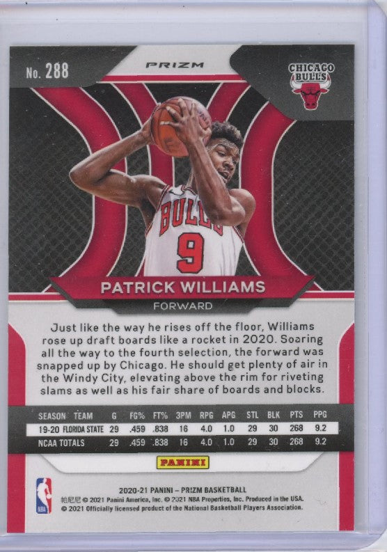 2020-21 Prizm Patrick Williams Rookie Silver Prizm No 288