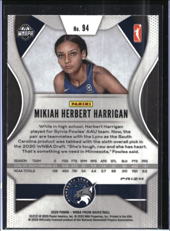 2020 Wnba Prizm Mikiah Herbert Harrigan Rookie Silver No 94