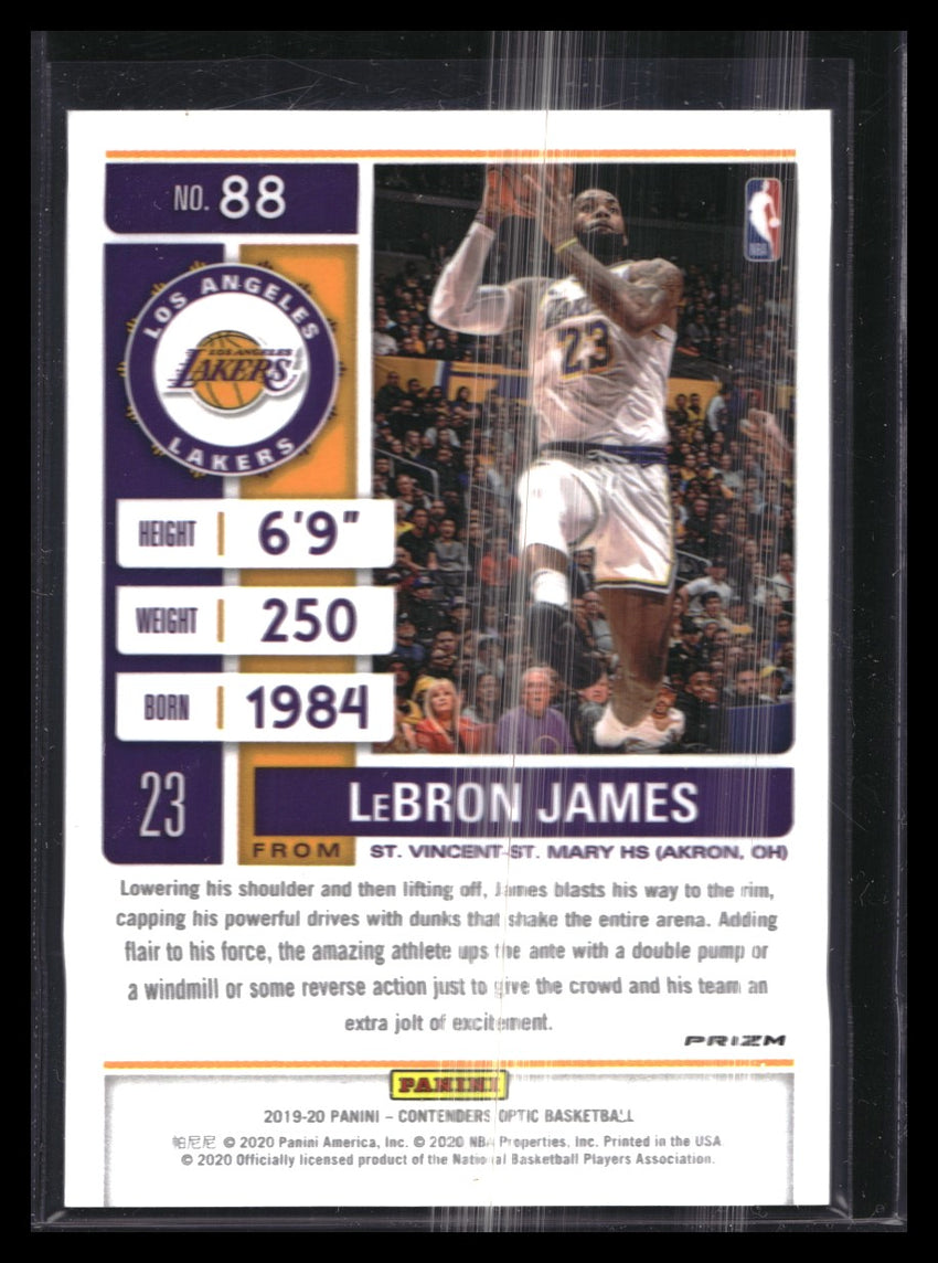 2019-20 Contenders Optic Lebron James Season Ticket Red Prizm No 88