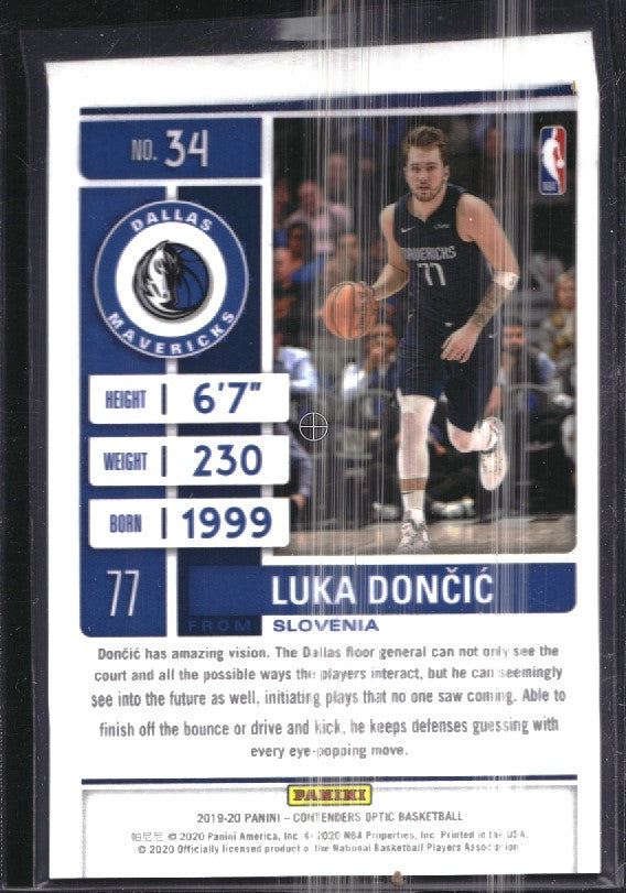 2019-20 Contenders Optic Luka Doncic Season Ticket Base No 34