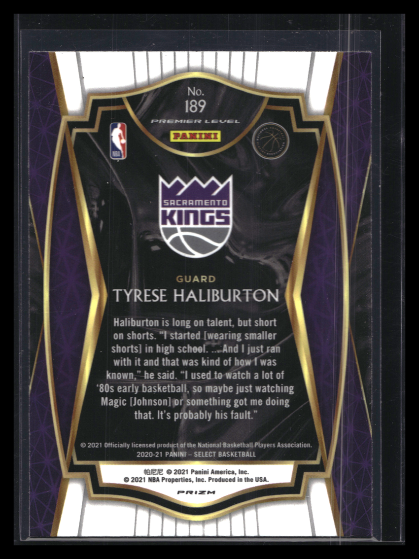 2020-21 Select Tyrese Haliburton Premier Level Rookie Silver Prizm No 189