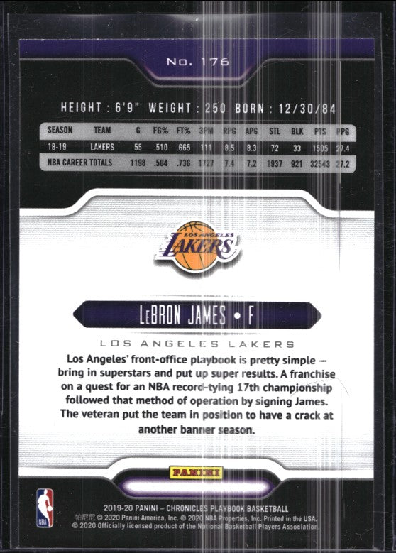 2019-20 Chronicles LEBRON JAMES Playbook Pink #176