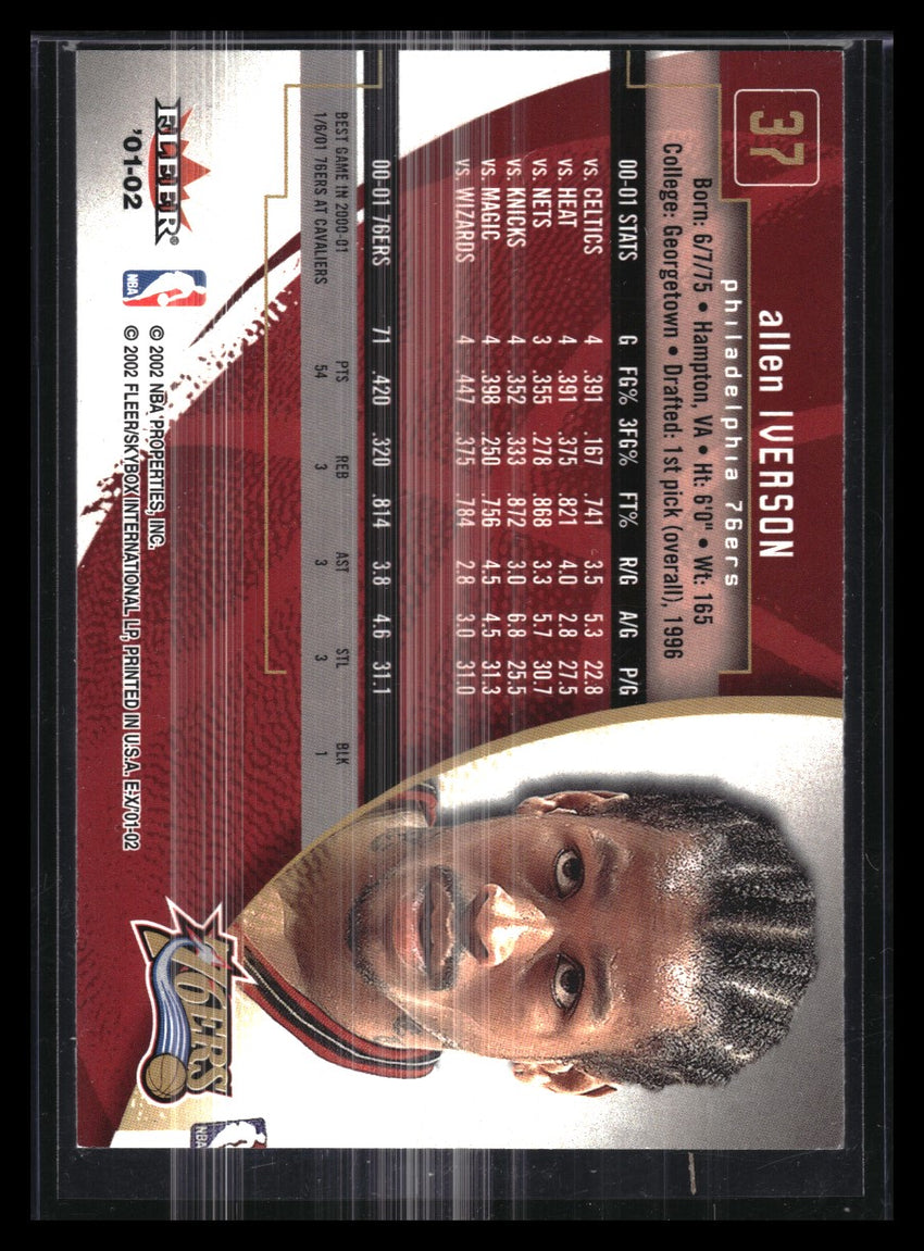 2001-02 Fleer Ex Allen Iverson Base No 37