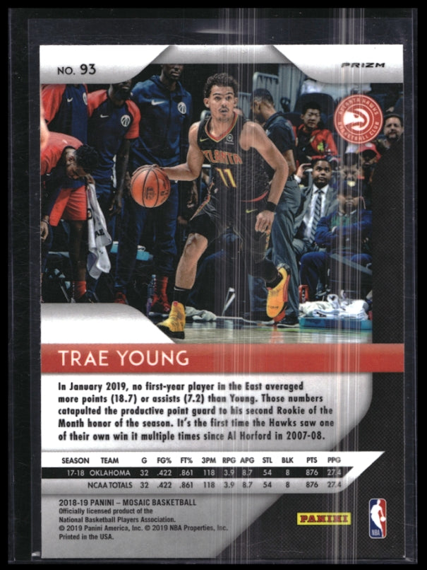 2018-19 Prizm Mosaic Trae Young Rookie Silver Base No 93