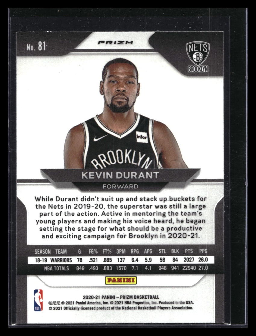 2020-21 Prizm Kevin Durant Choice Blue Yellow Green Prizm No 81
