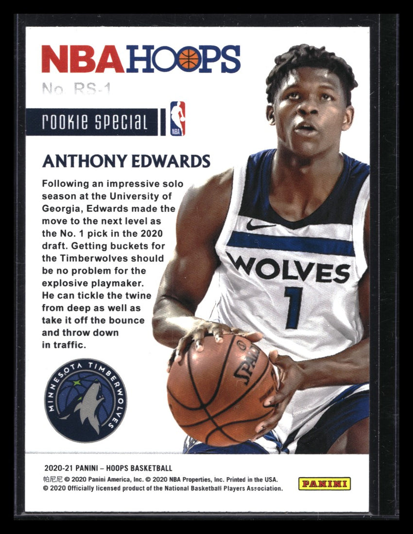 2020-21 Hoops Anthony Edwards Rookie Special Holo No 1