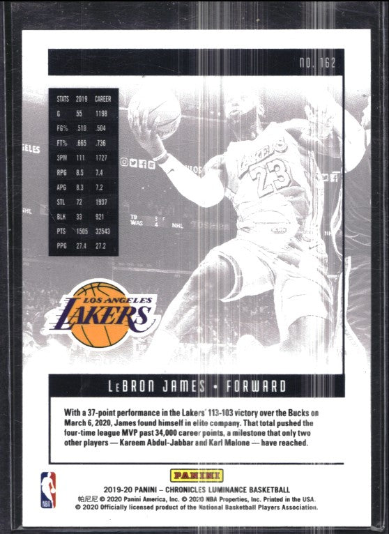2019-20 Chronicles Lebron James Luminance Green No 162