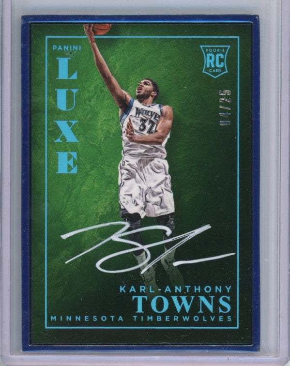 2015-16 Luxe Karl-anthony Towns Rookie Metal Frame Auto Sapphire Blue 4/25