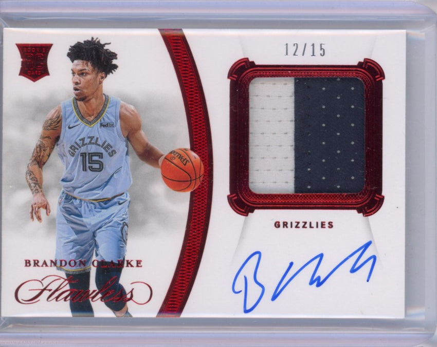 2019-20 Flawless Brandon Clarke Rookie Patch Auto Ruby Red 12/15