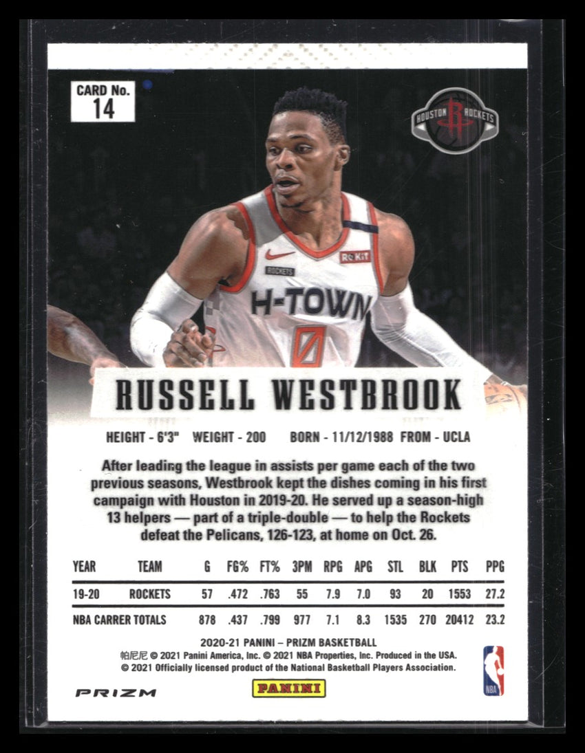 2020-21 Prizm Russell Westbrook Flashback Silver Prizm No 14
