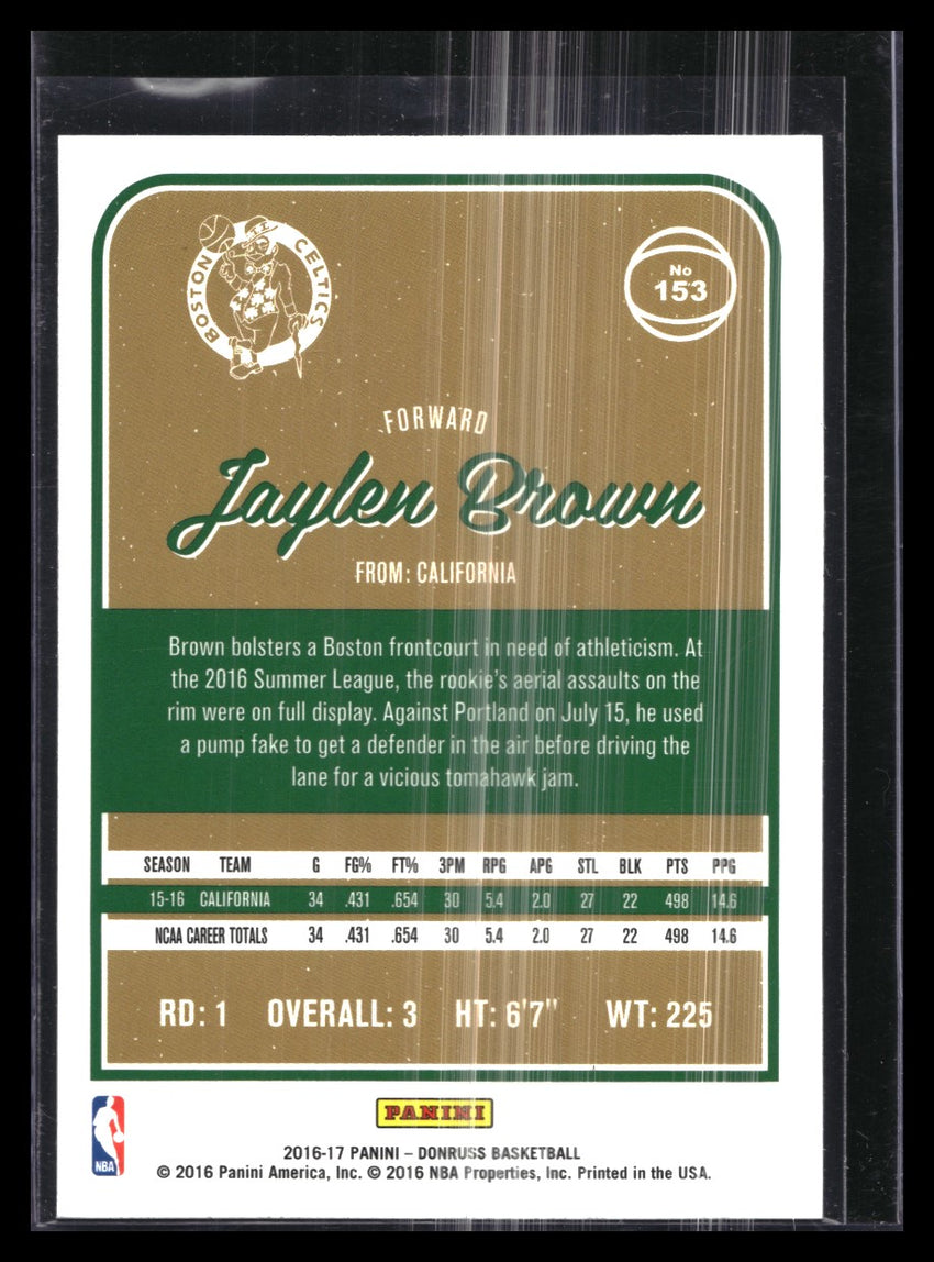2016-17 Donruss Jaylen Brown Rookie Base No 153