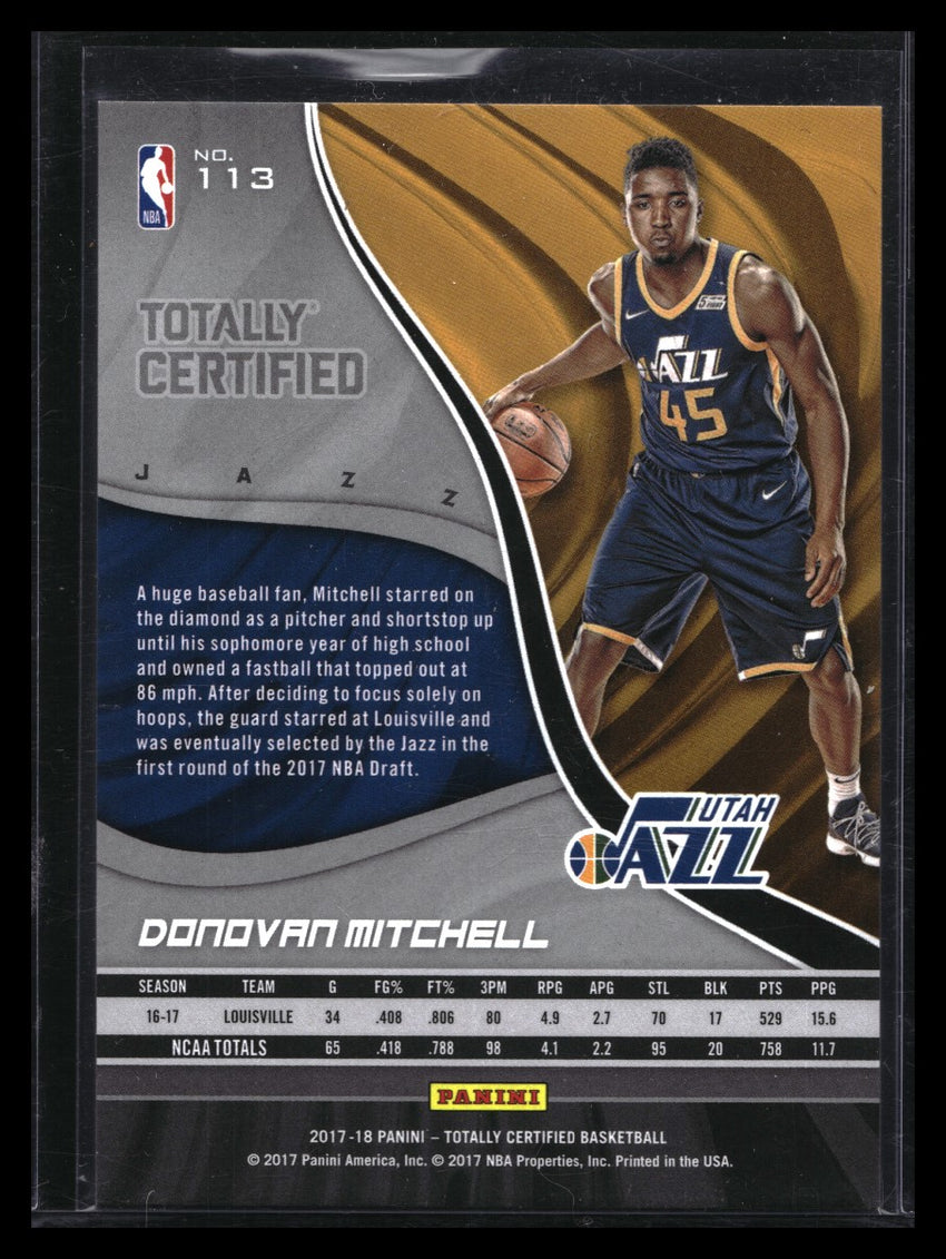 2017-18 Totally Certified Donovan Mitchell Rookie Mirror Blue 5/99