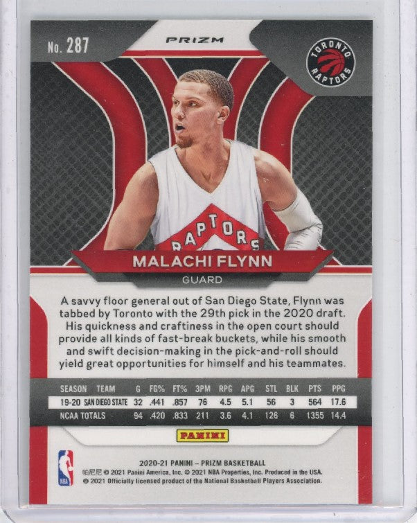 2020-21 Prizm Malachi Flynn Rookie Silver Prizm No 287
