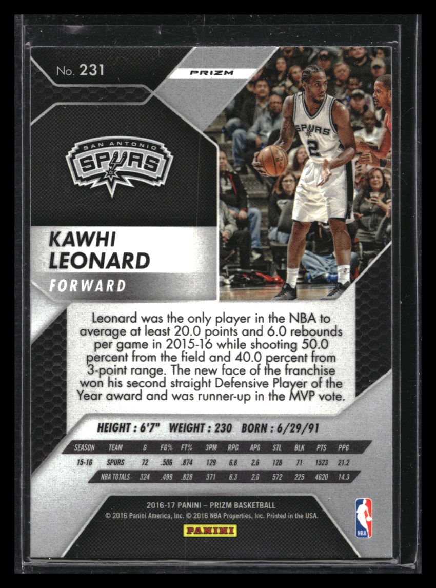 2016-17 Prizm Kawhi Leonard Starburst No 231