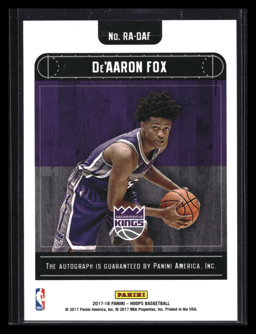 2017-18 Hoops Deaaron Fox Rookie Auto No Daf