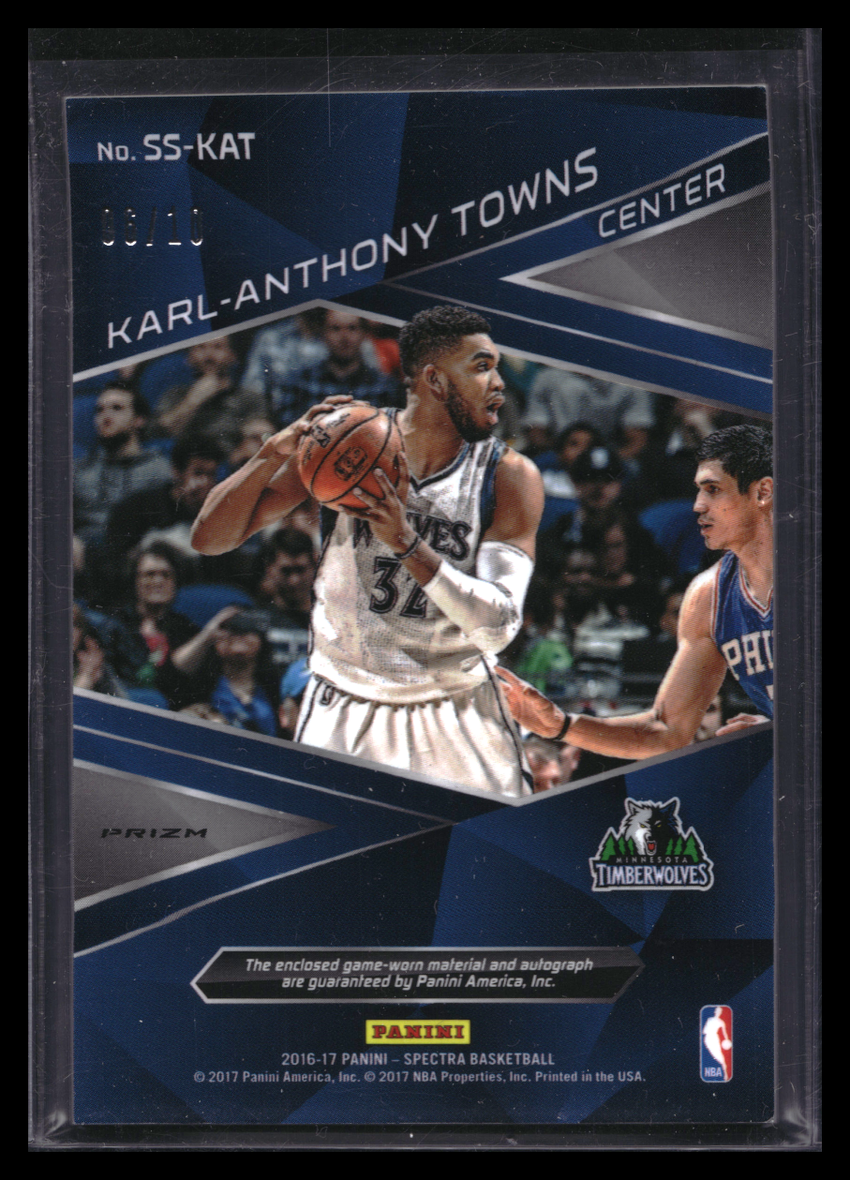 2016-17 Spectra Karl-anthony Towns Spectacular Swatches Patch Auto Gold 6/10