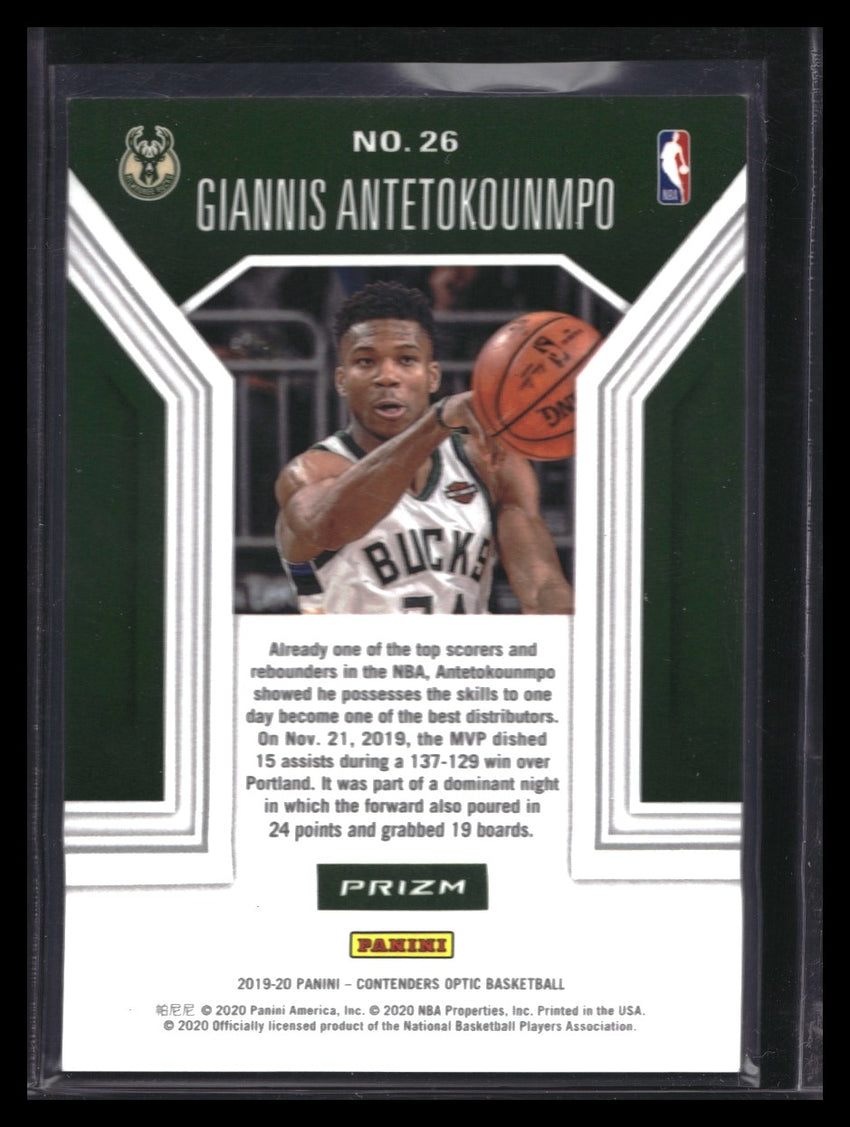 2019-20 Contenders Optic GIANNIS ANTETOKOUNMPO Numbers Game Blue Ice #26