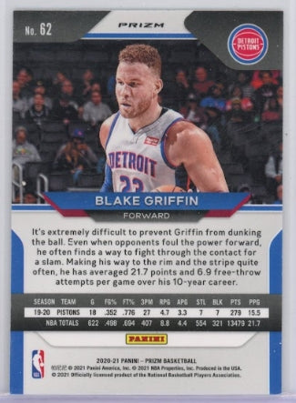 2020-21 Prizm Blake Griffin Choice Tiger Stripe Ssp No 62