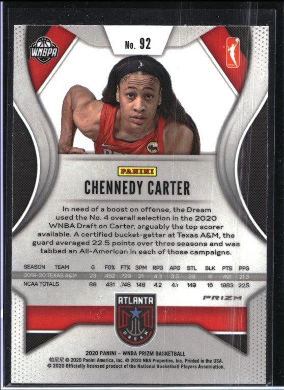 2020 WNBA Prizm CHENNEDY CARTER Rookie Silver #92