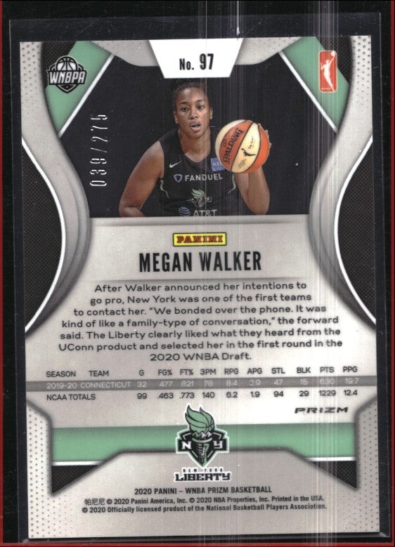 2020 Wnba Prizm Megan Walker Rookie Red 39/275
